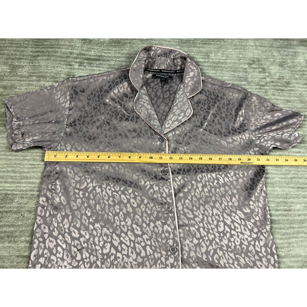 BCBGMAXAZRIA Pajama Set Womens Medium Mauve Leopard Satin Jacquard 2pc Lounge - Picture 3 of 16